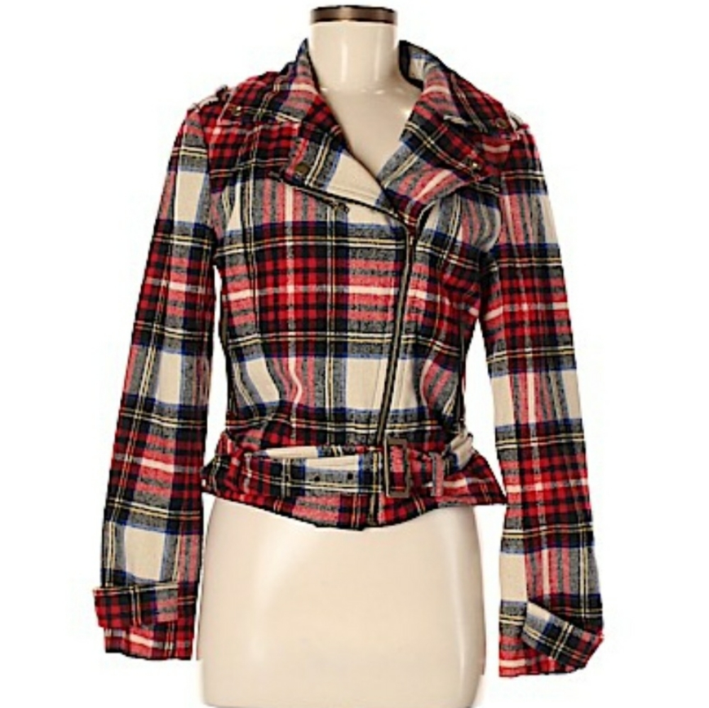 Plaid Moto Jacket seen on Very Cavallari